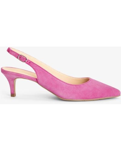 John Lewis Greece Leather Kitten Heel Slingback Court Shoes - Pink