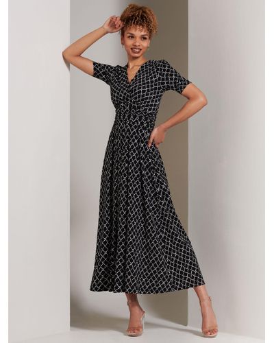 Jolie Moi Geometric Print Wrap Jersey Maxi Dress - Black