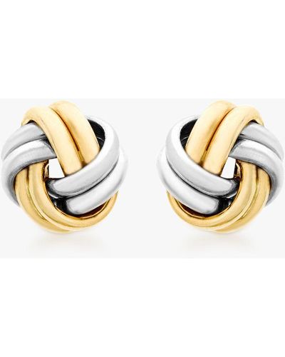 Ib&b 9ct Gold Small Knot Stud Earrings - Metallic