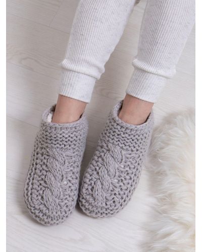 Totes Chunky Knit Bootie Style Slipper Socks - Grey