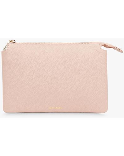 Whistles Elita Leather Double Pouch Clutch Bag - Pink