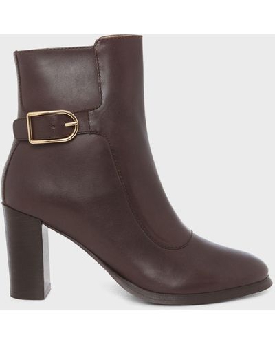 Hobbs Nell Leather Heeled Ankle Boots - Brown