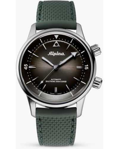 Alpina Al-520gr4h6 Seastrong Diver 300 Heritage Leather Strap Watch - Multicolour