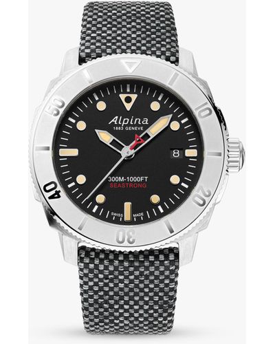 Alpina Al-525bbg4vr6 Seastrong Diver 300 Heritage Leather Strap Watch - White