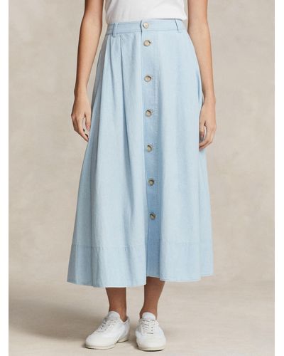 Ralph Lauren Polo Chambray Midi Skirt - Blue