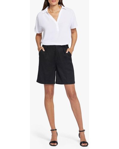 NYDJ Relaxed Stretch Linen Blend Shorts - Black