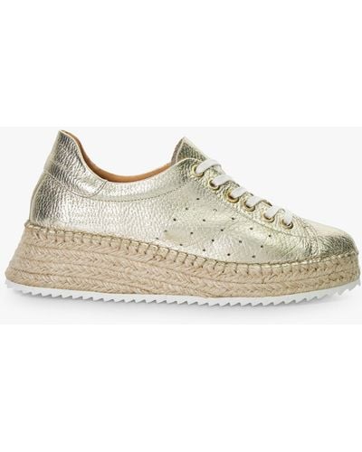 Dune Explainedd Leather Lace-up Wedge Espadrille Shoes - Natural