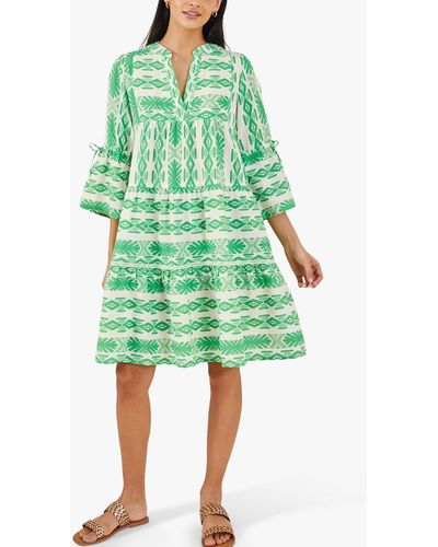 Accessorize Geometric Jacquard Print Knee Length Dress - Green