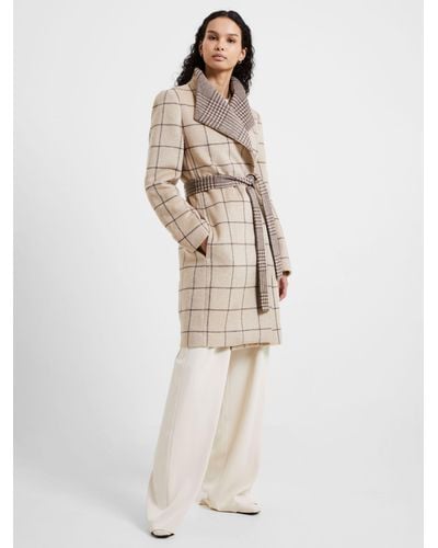 French Connection Fran Wool Blend Belted Overcoat - White