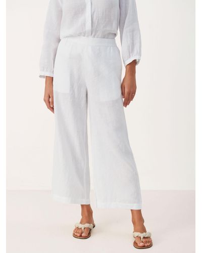 Part Two Petrines Linen Wide Leg Cropped Trousers - White