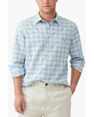 Rodd & Gunn Gebbies Valley Linen Check Regular Fit Long Sleeve Shirt - Blue