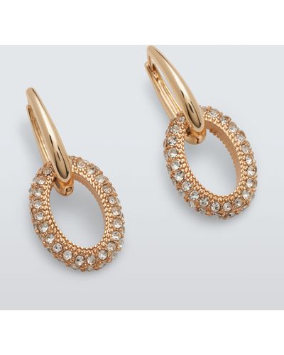 John Lewis Oval Diamante Drop Earrings - Metallic