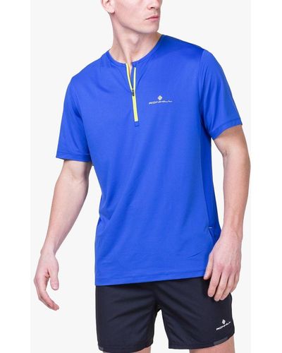 Ronhill 1/2 Zip Neck Sports T-shirt - Blue