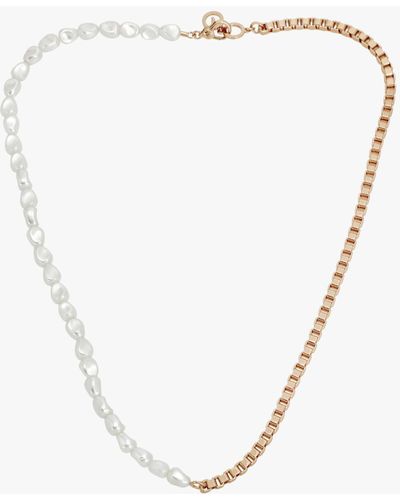 AllSaints Curb Chain And Glass Bead Collar Necklace - Natural
