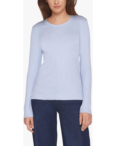 Sisters Point Slim Fitted Rib Long Sleeve T-shirt - Blue