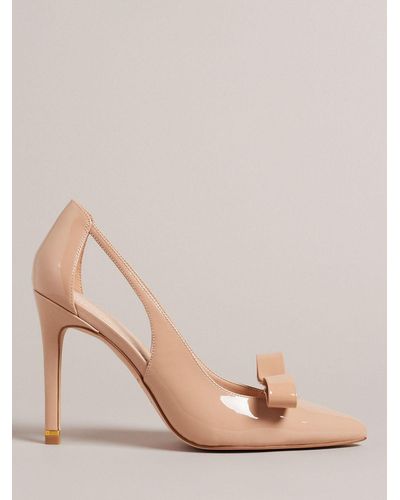 Ted Baker Orliney Patent Bow Cut Out Heeled Court Shoes - Pink