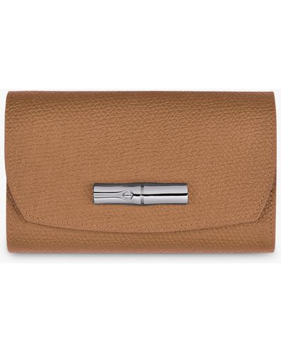 Longchamp Roseau Leather Compact Wallet - Natural