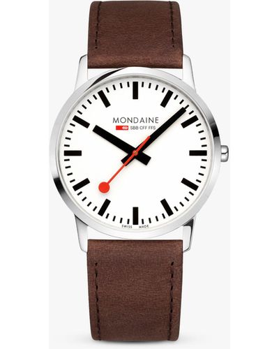 Mondaine A638.30350.12sbg Simply Elegant Leather Strap Watch - White