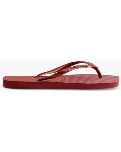 Havaianas Square Toe Metallic Flip Flops - Red