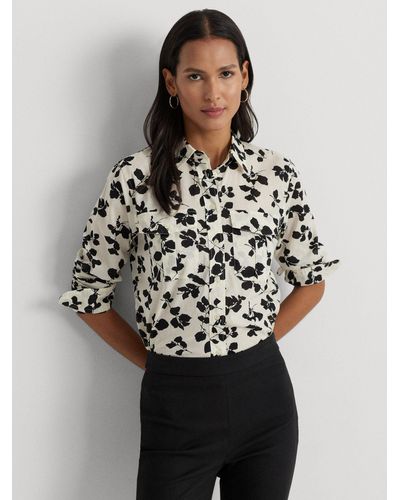 Ralph Lauren Lauren Courtenay Floral Cotton Shirt - Black