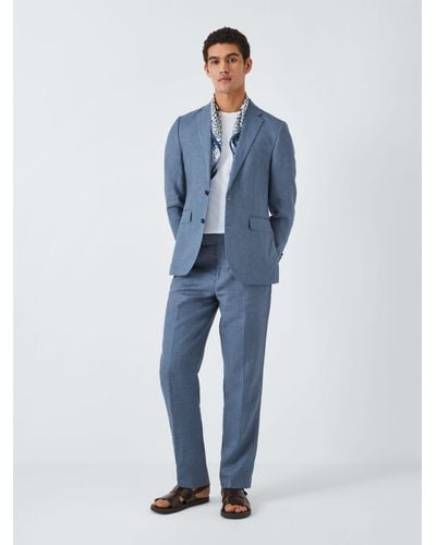 John Lewis Cambridge Linen Single Breasted Regular Fit Suit Jacket - Blue