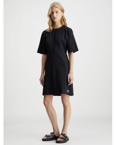 Calvin Klein Open Back Cotton Dress - Black