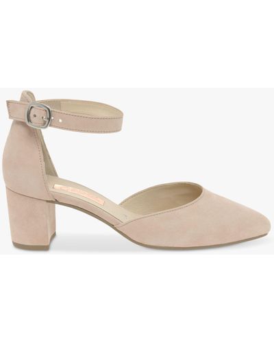 Gabor Gala Suede Ankle Strap Court Shoes - Natural