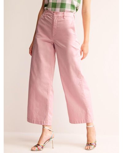 Boden Barnsbury Cropped Wide Leg Trousers - Pink