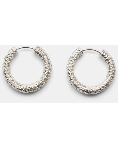 Hush Camille Crystal Textuted Hoop Earrings - Natural