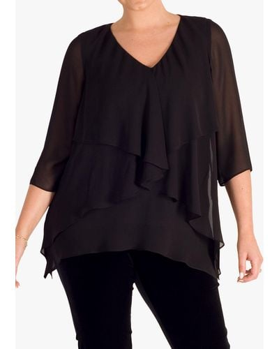 Chesca Curve Double Layer Top - Black
