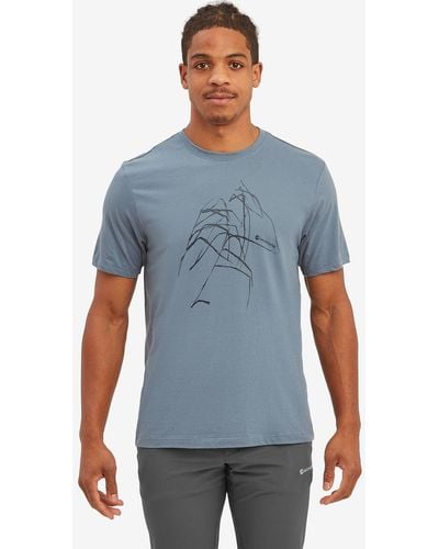 MONTANÉ Abstract Mountain Organic Cotton T-shirt - Blue