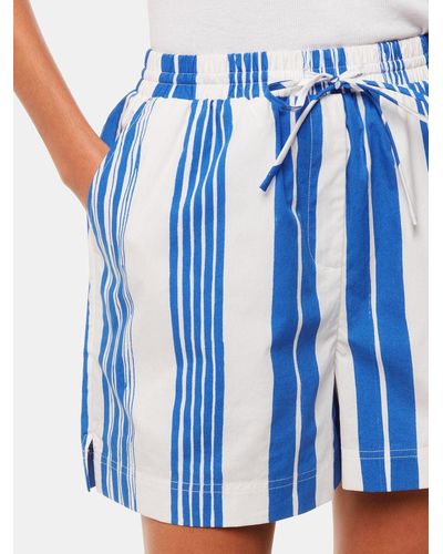 Whistles Painted Stripe Cotton Shorts - Blue