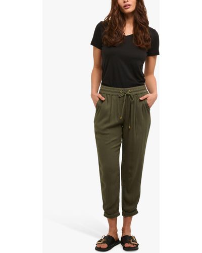 Kaffe Amber Cropped Tailored Trousers - Green