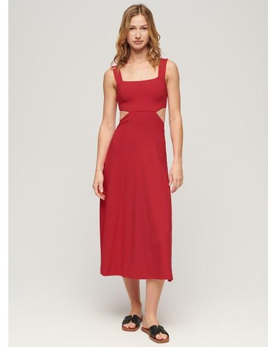 Superdry Jersey Cutout Midi Dress - Red