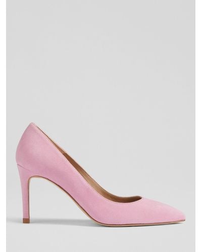 LK Bennett Floret Suede Pointed Toe Court Shoes - Pink