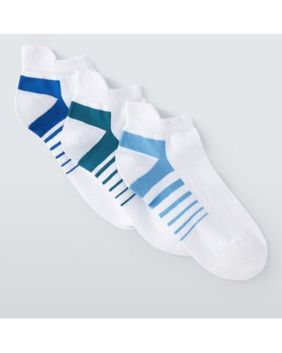 John Lewis Stripe Sports Trainer Socks - Blue