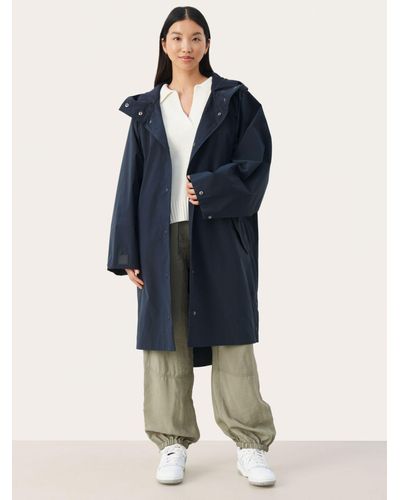 Part Two Emmy Hooded Relaxed Fit Coat - Blue