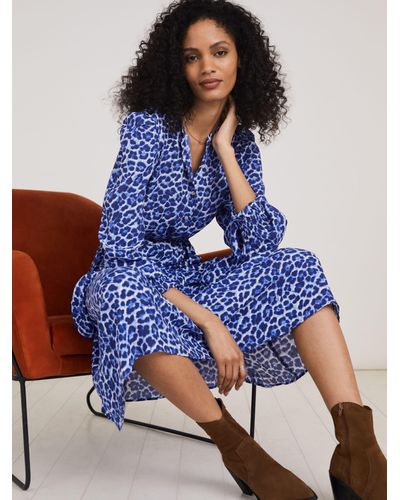 Baukjen Eloisa Leopard Print Midi Dress - Blue