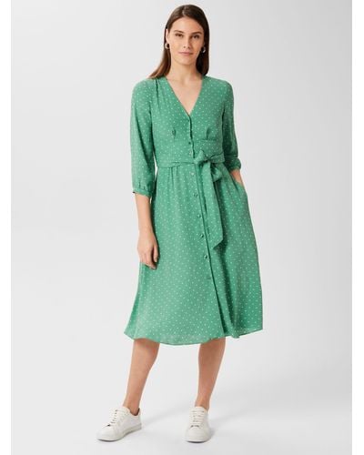 Hobbs Magnolia Polka Dot Midi Dress - Green