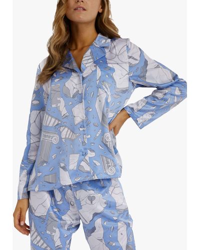 Playful Promises Logan Spector Statues Long Sleeve Pyjama Top - Blue