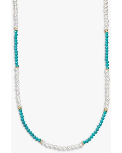 Daisy London Turquoise And Pearl Beaded Necklace - Blue