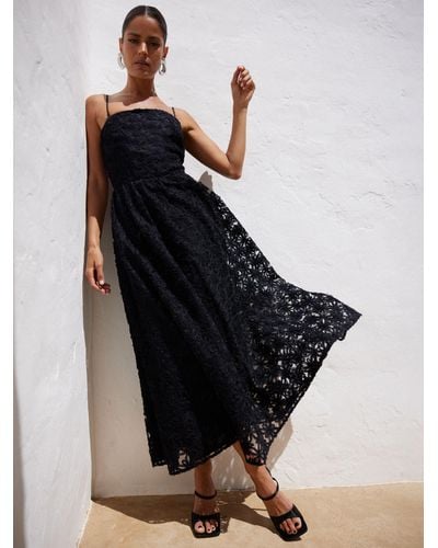 Ro&zo Celine Applique Midaxi Dress - Black