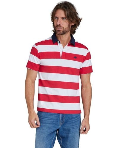 Raging Bull Short Sleeve Hooped Rugby Shirt - Red