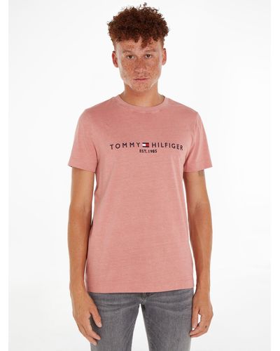 Tommy Hilfiger Garment Dye Logo T-shirt - Pink
