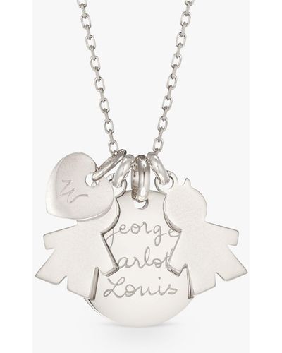 Merci Maman Personalised Boys Heart Disc Pendant Necklace - White