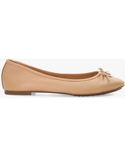 Dune Hallo Leather Ballerina Court Shoes - Natural