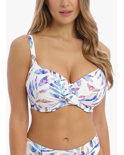 Fantasie Calypso Leaf Print Full Cup Bikini Top - Blue