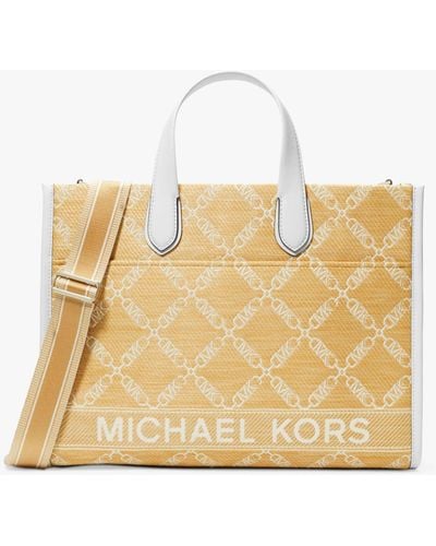 Michael Kors Gigi Large Empire Logo Jacquard Tote Bag - Natural