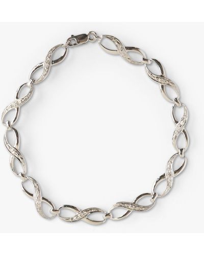 L & T Heirlooms Second Hand 9ct White Gold Diamond Infinity Bracelet - Metallic