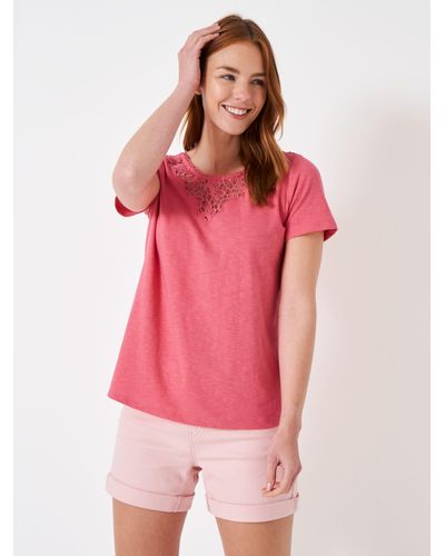 Crew Iona Lace Panel Top Blue - Pink